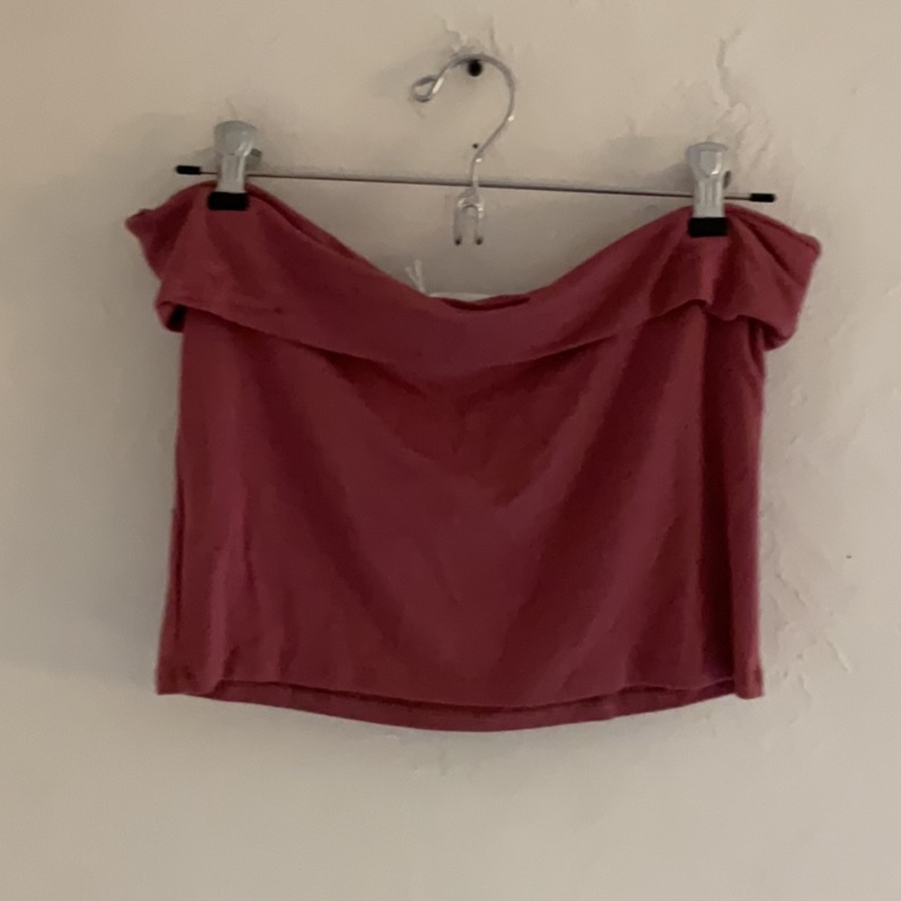 Sale! Antistar Fold Over Strapless Tube Top, Size L, Red/Rose, NWT - Picture 2 of 7